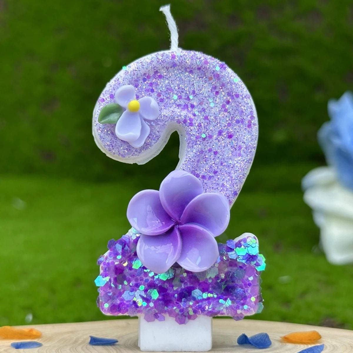 bougies numériques violettes paillettes fleurs anniversaire mariage événements festifs enfants.parents