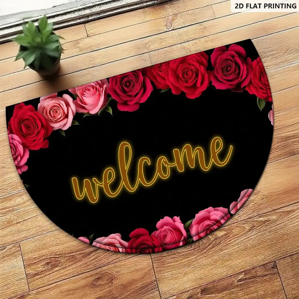 tapis d'entrée motif coccinelle welcome moderne polyester antidérapant résistant rides 40x60cm 50x80cm 60x90cm