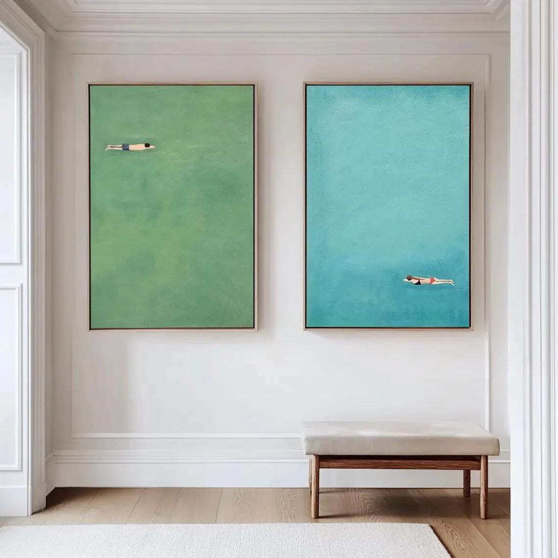 affiches modernes vert bleu paysage toile sans cadre 40x50cm 50x70cm cadre bois