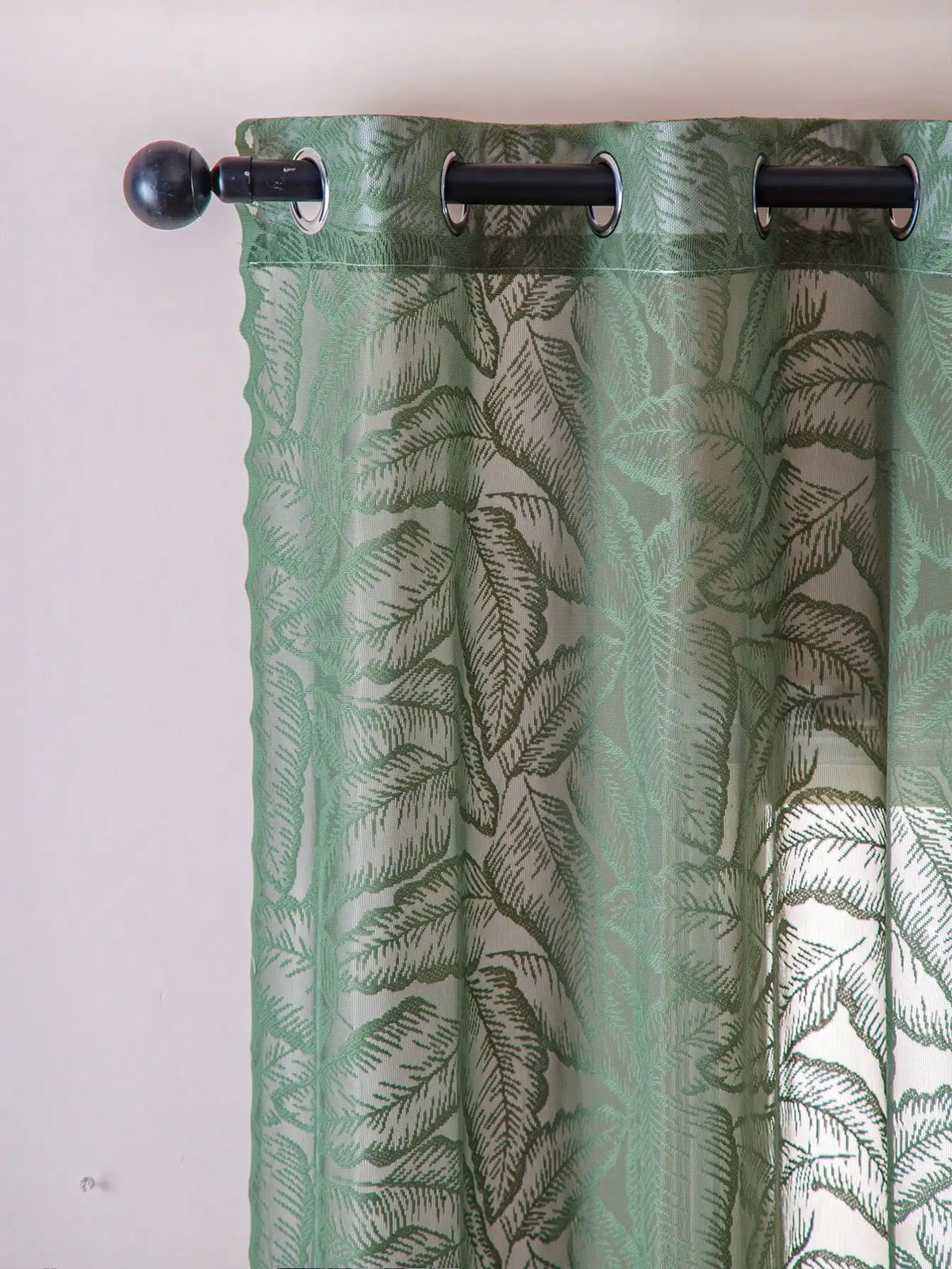 rideau vert feuilles moderne semi transparent salon pastorale polyester