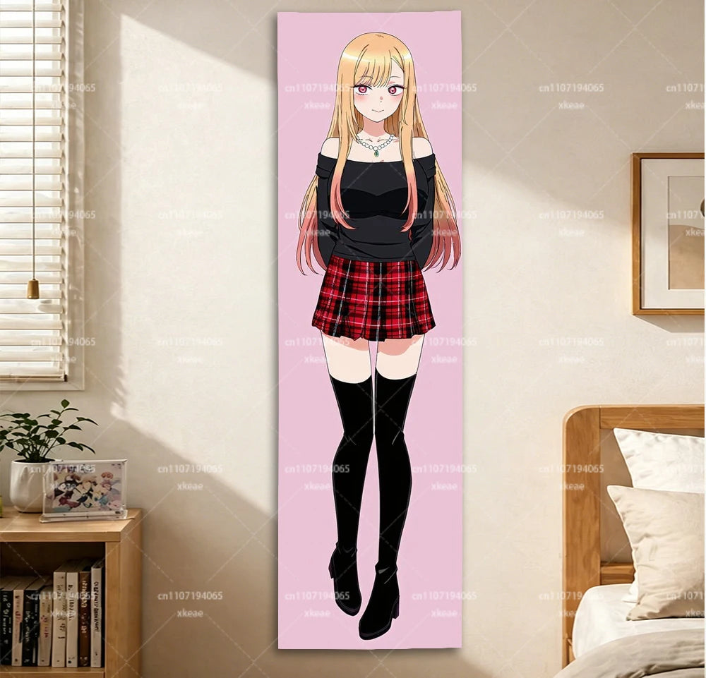 tapisserie animée carreaux rouge noir rose chambre otaku 2d tissu polyestère grande taille