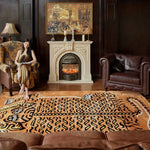 tapis rectangulaire motif tigre orange noir jaune moelleux salon décoration moderne chambre