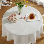 nappe table moderne 50x50cm 90x90cm rayures diagonales franges beige jaune rose bleuclair festive
