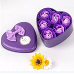 savon rose romantique forme fleur sculptée boîte coeur decoration maison occasion anniversaire mariage