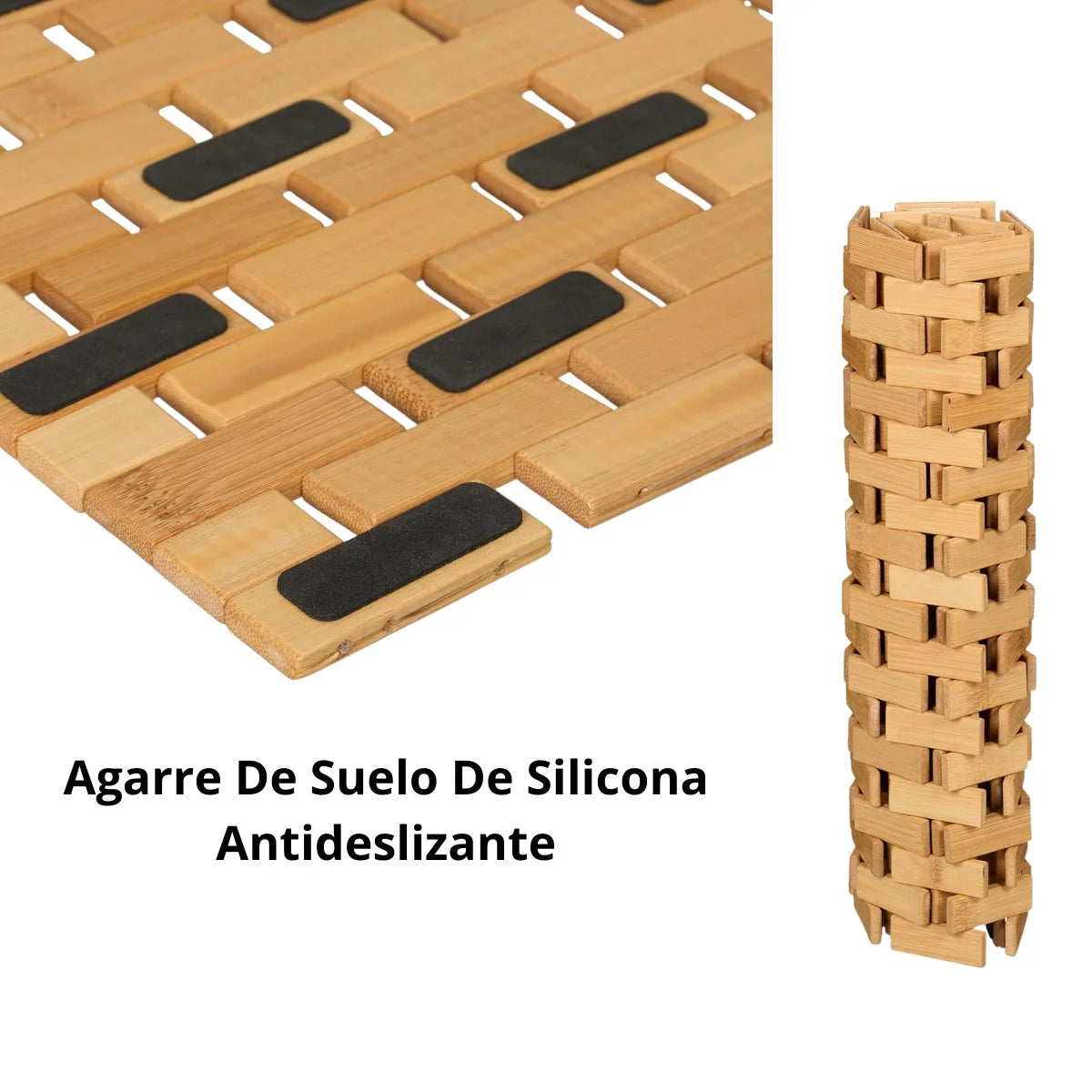 tapis sol salle bain moderne naturel bambou antidérapant facile entretien rapide séchage carrés tissés