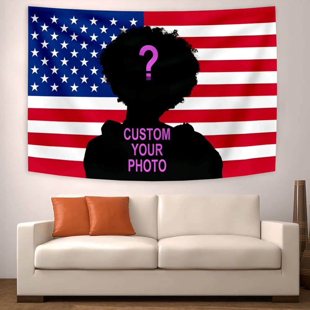 Tapisserie murale personnalisée drapeau américain rose
