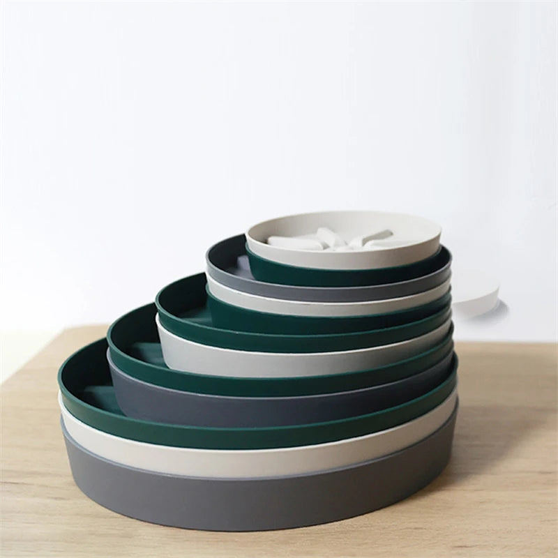 assiettes jardin rayées résine moderne vert gris blanc robustes poignées intérieur extérieur