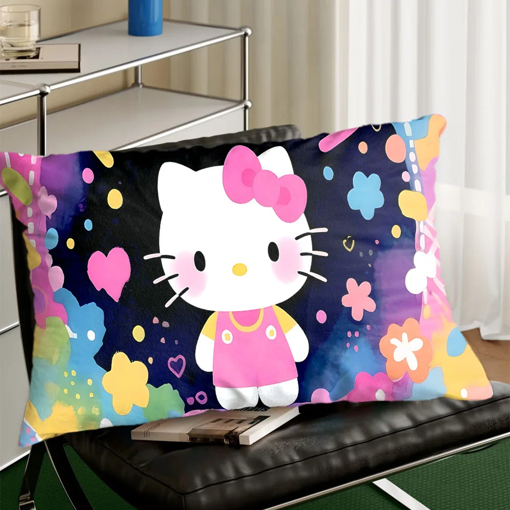 coussins décoratifs imprimés hello kitty bleu blanc rose vert jaune polyester cartoon salon lit