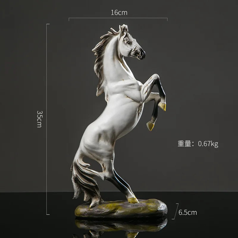statuette cheval résine blanc noir rouge réaliste brillante décoration classique sculpturalSTONEBASE