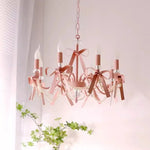 lustre rose clair rubans cristal vintage chic chambre enfant led moderne