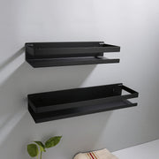 étagère angle moderne salle bain acier inoxydable noir minimaliste rangement mur support fixations apparentes