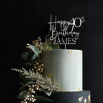 décoration gâteau anniversaire lettre acrylique blanc doré noir fleurs crème adhésif classique festif