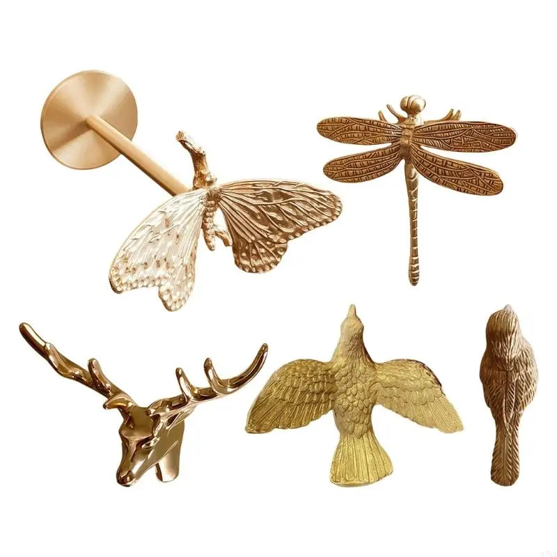 accessoires fenêtre agrafes dorées papillon libellule oiseau renne artisanal élégant métal