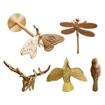 accessoires fenêtre agrafes dorées papillon libellule oiseau renne artisanal élégant métal