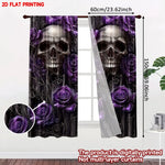 rideau noir violet crâne roses stylisés polyester moderne gothique halloween festif 132x240cm