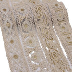 ruban dentelle ornements floraux sequins dorés beige clair classique élégant 4.5cm polyester