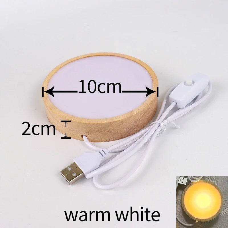 veilleuse bois naturel moderne base lumineuse led rechargeable nuit table maison 8cm 10cm 6cm