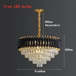 lustres cristal moderne luxueux chandelier noir or transparent led salon