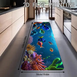 tapis bleu coraux poissons antidérapant polyester salon cuisine chambre océan décoration maison