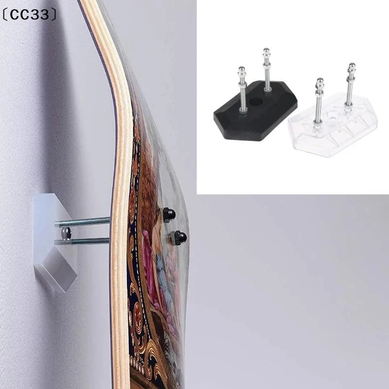 support mural planche roulettes noir transparent moderne vis fixations incluses