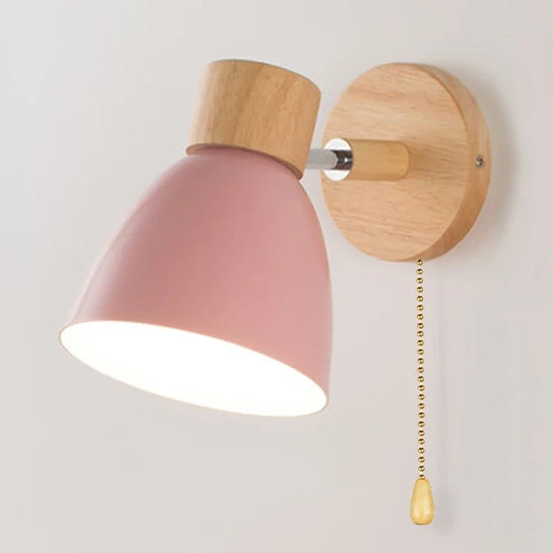 applique murale moderne bois naturel lampe intérieur salon chambre interrupteur câble