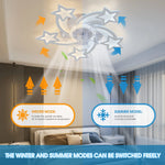 ventilateur moderne étoile blanc lumineux télécommande vitesses led silencieux chambre salon