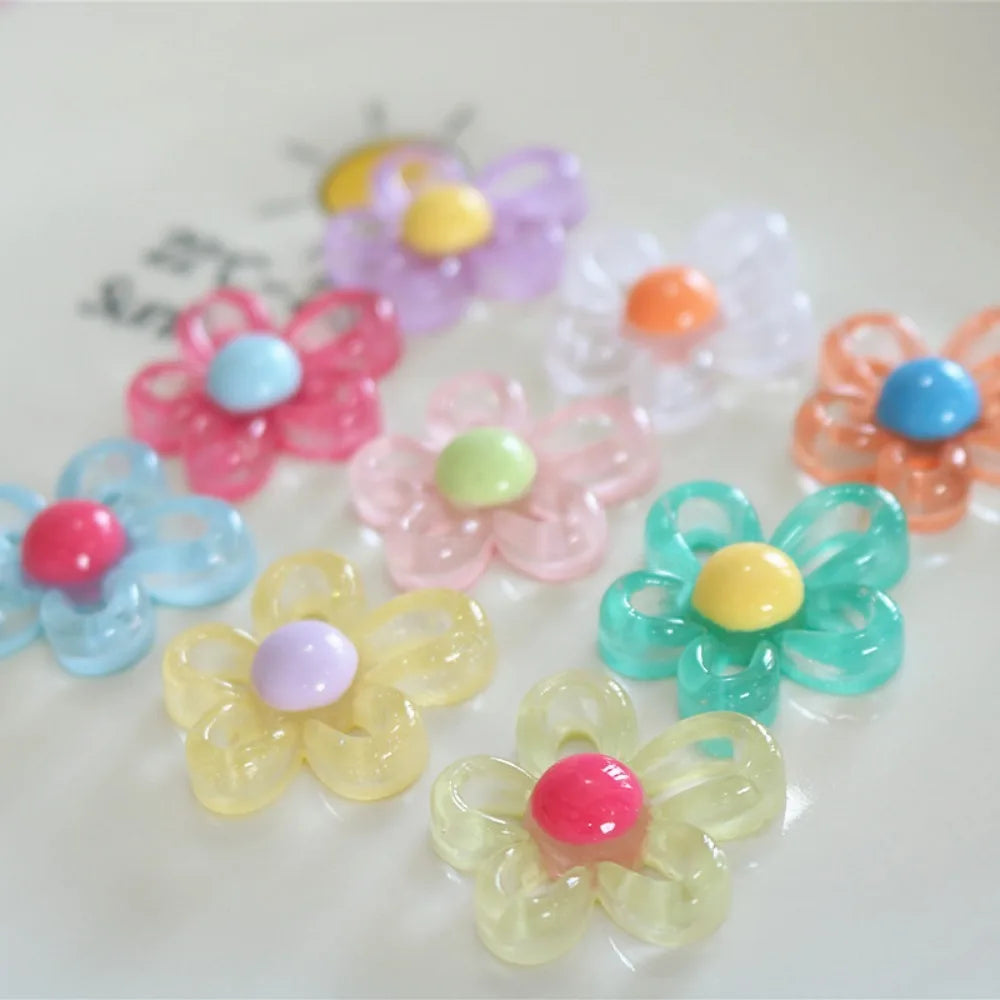 clips cheveux fleurs violet blanc orange vert jaune rose bleu kawaii