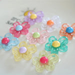 clips cheveux fleurs violet blanc orange vert jaune rose bleu kawaii