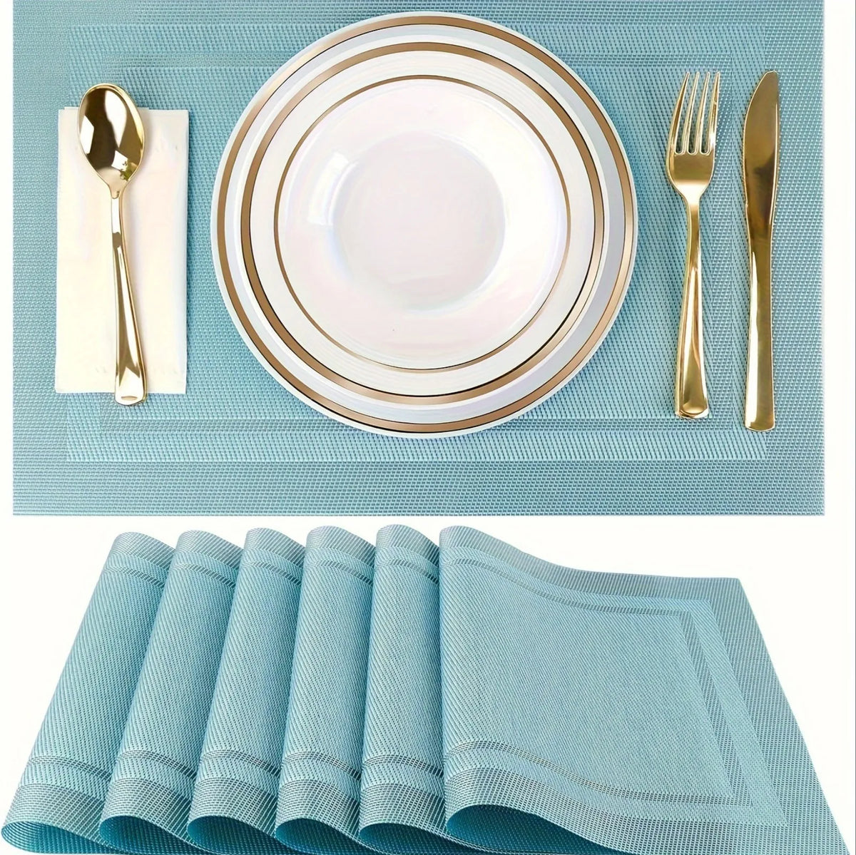tapis table bleu clair rayures horizontales moderne pièces facile nettoyer résistant chaleur antidérapant polyestère