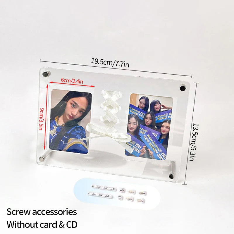 cadre photo acrylique transparent kpop photocard stand rubans satinés décoration moderne porte rétros kpop