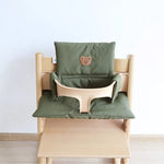 coussin chaise haute ours enfant marron clair confortable chevaux blancs vert olive
