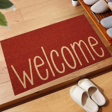 tapis d'entrée rouge welcome extérieur intérieur antidérapant moderne simple sol salle bain cuisine
