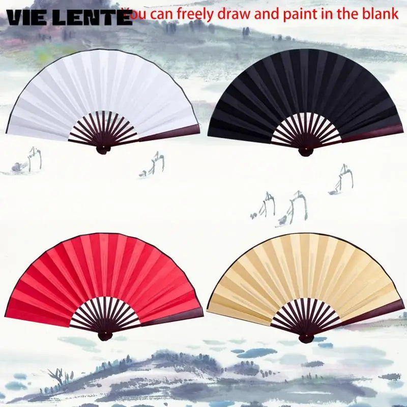 éventail traditionnel blanc rouge rayures horizontales métalliques poignée bois 10.6 pouces