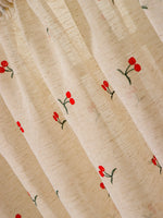 rideau lin brodé fleurs rouge vert beiges opaques tassels chambre cuisine 100x60cm 150x60cm 180x60cm