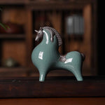 décoration céramique chevaux figurines couleur vert rouge gris minimaliste asiatique nouveau classique post moderne