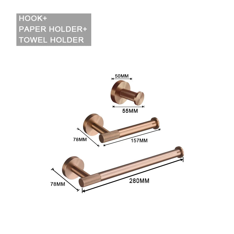 accessoires salle bain or rose moderne porte serviettes savon verre téléphone double rangée