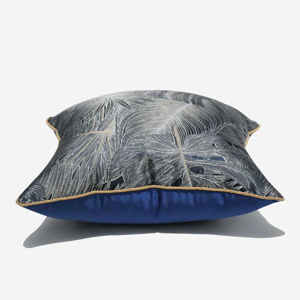 feuilles tropicales bleu marine coussin adhésif moderne decoration maison 50x50cm 45x45cm 40x60cm 30x50cm
