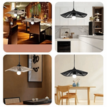suspension lumineuse tissée noir beige moderne artisanal fan shaped opaquer