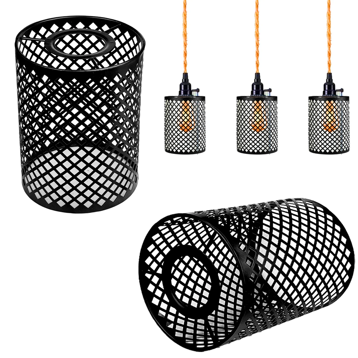 abat jour moderne noir maille géométrique opacité fer lustres lampes chevet
