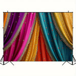 toile fond photo décoration murale indienne plissée violet rose orange bleu vert dorées occasion