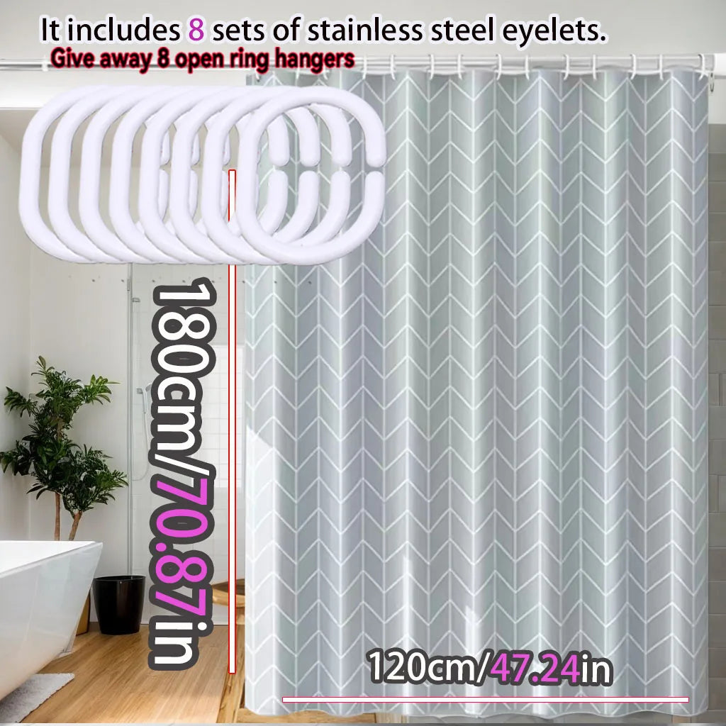 rideau douche gris rayures moderne opacité ourlet standard crochets respectueux environnement