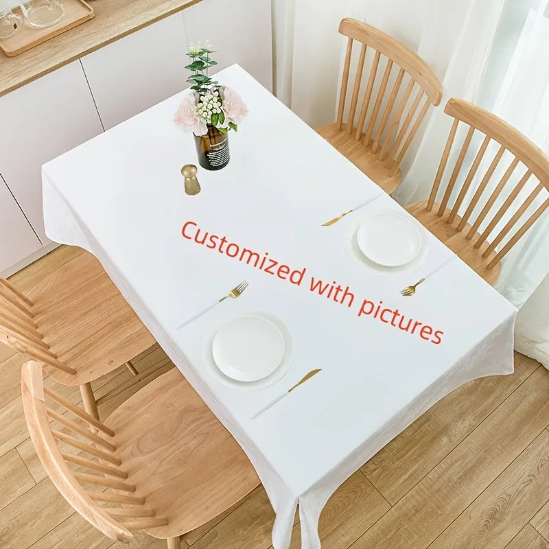 nappe table moderne imprimée couverts fleurs blanc réutilisable rectangle maison festive