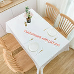 nappe table moderne imprimée couverts fleurs blanc réutilisable rectangle maison festive