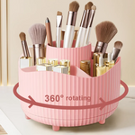 boîte rangement rotative blanc rayures verticales moderne pieds non slip compartiments pinceaux maquillage produits