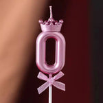 bougies chiffres anniversaire rose glitter couronne piquées decoration festive gâteau