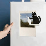 support mural vase noir dessin chat yeux blancs adhésif décoration moderne aimant réfrigérateur