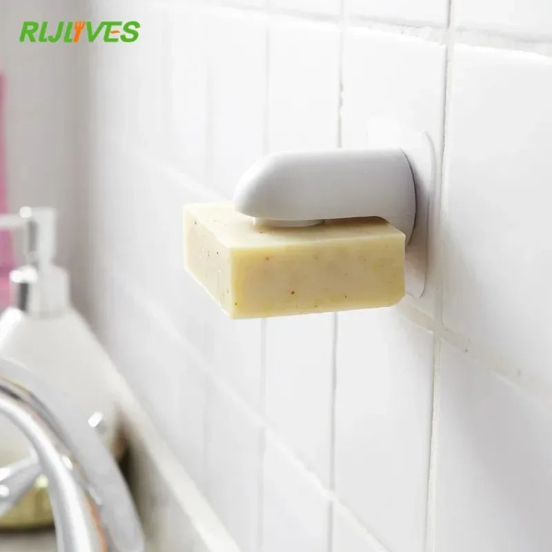 porte savon mural adhésif blanc texture granulée moderne salle bain antibactérien fixe évier pratique
