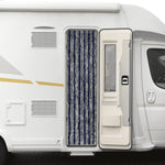 rideau moderne bleu marine gris rayures horizontales 185cm 56cm opaque camping caravane