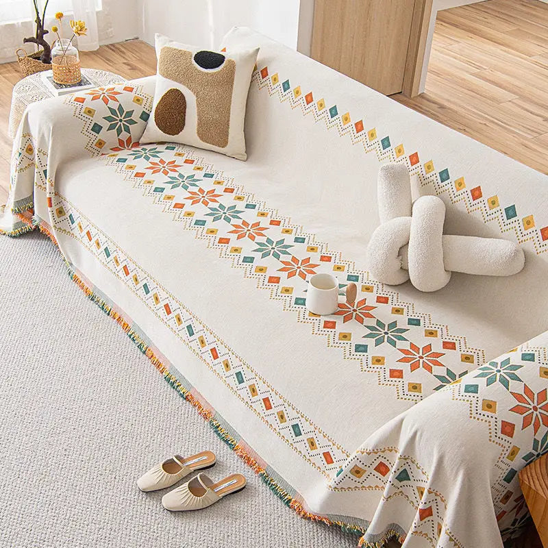 housse canapé moderne motif géométrique chenille protection salon grande taille décoration maison chic