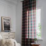 rideaux plaid écossais vert foncé rouge blanc chambre moderne polyester haute opacité tringle